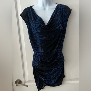 Elegant Black and Blue Draped Dress